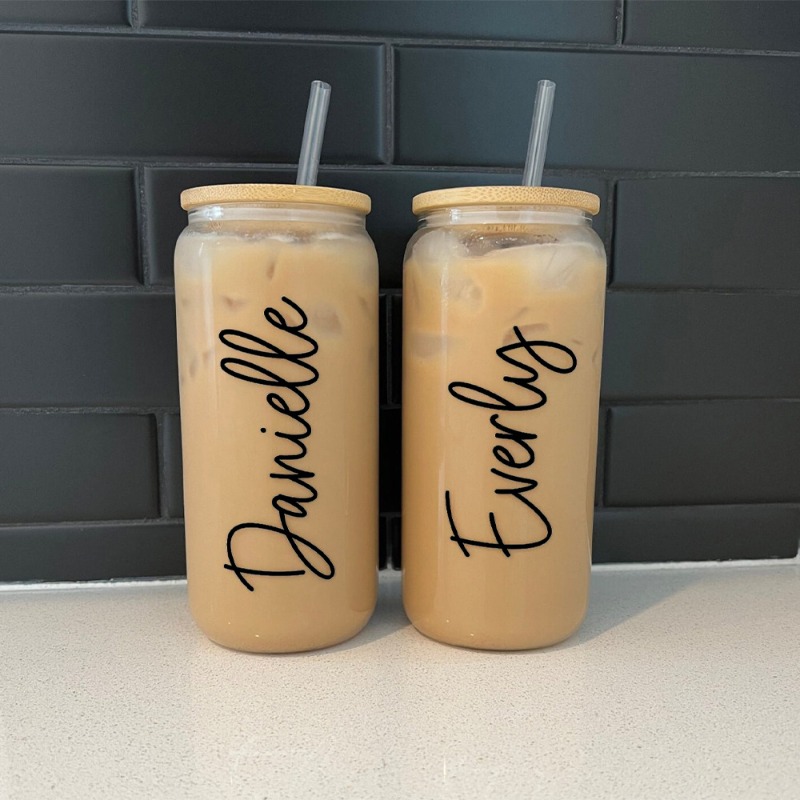 كوب قهوة مثلج زجاجي مخصص باسمك - مراجعة Reusable Straw وسعره